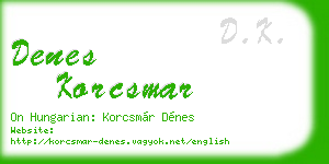 denes korcsmar business card